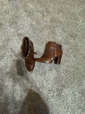 Tory Burch Mae Studded Leather Block Heel Ankle Boots